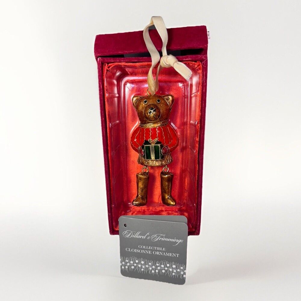 Vintage Dillards Trimmings Cloisonne Collectible Ornament Bear Articulating Legs